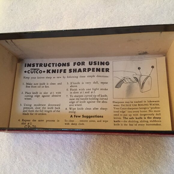 Vtg Cutco Knife Sharpener Professional Honing Stone Double Slot Handheld & Box - Picture 3 of 6